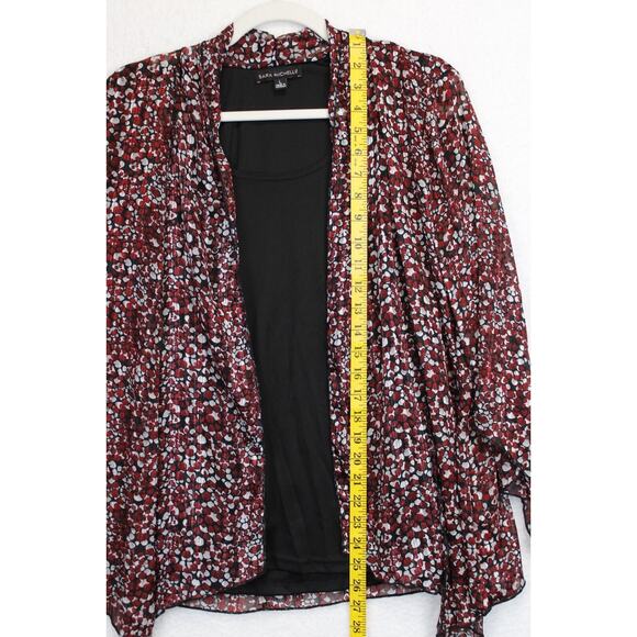 Sara Michelle Metallic Bell Sleeves Blouse Under Tank Women L Boho Black Red - Picture 8 of 10